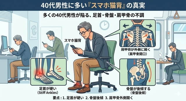 40代男性に多い「スマホ猫背」の真実