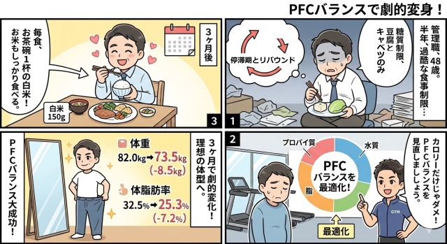先日ご入会された48歳の男性の事例を解説した4コマ漫画